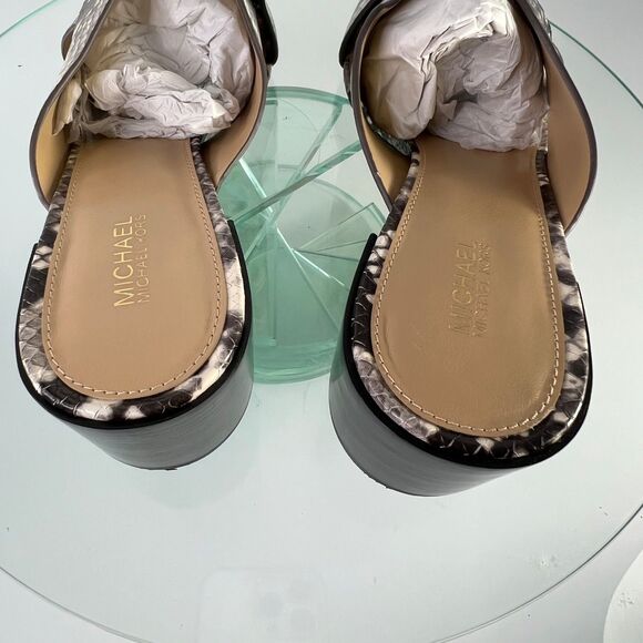 MICHAEL Michael Kors Abbott Crisscross Mules Snake Embossed Leather Chunky - Picture 6 of 8